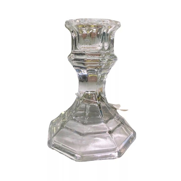 Taper Candle Holders Set Of 2 Clear Glass Candlestick Holder 4” Tall NEW NWT - Picture 7 of 10